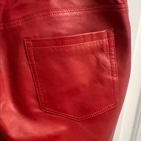 Ron Tomson Fiery Red Leather Trousers - Picture 9 of 11
